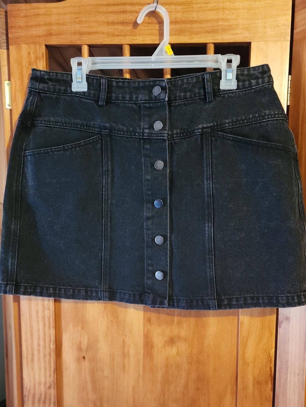Lulu's Black Button-Front Denim Mini Skirt